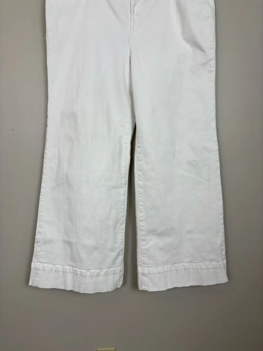 J Crew Jeans Womens 34 White '96 Denim Trouser Sailor Wide Leg Flare Casual